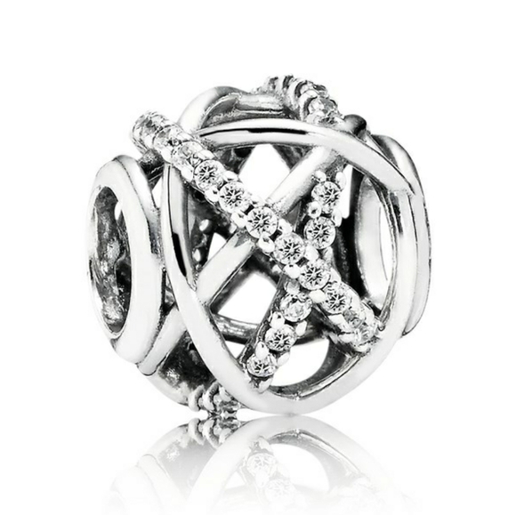 Pandora Silver Galaxy Clear Openwork w Crystals Charm DEADSTOCK - Picture 1 of 7